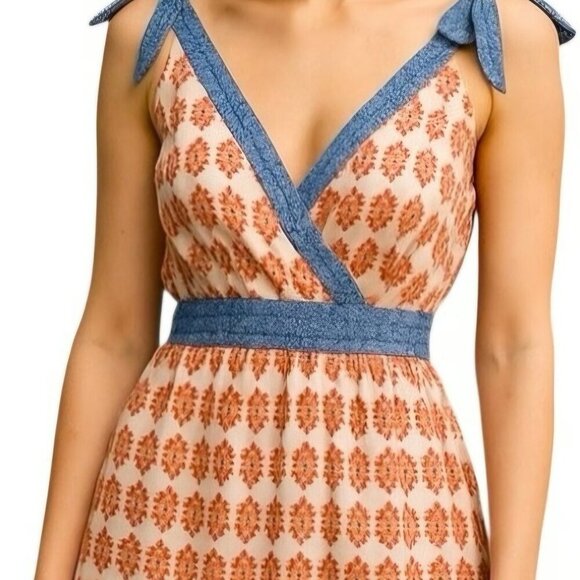 Dizzy Lizzy western Cotton red white blue tie shoulder Rockabilly Cowgirl Dress - Picture 7 of 7